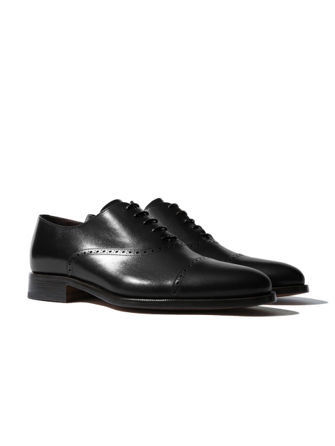 

Rapawalk Black Handcrafted Wide Width Leather Oxfords