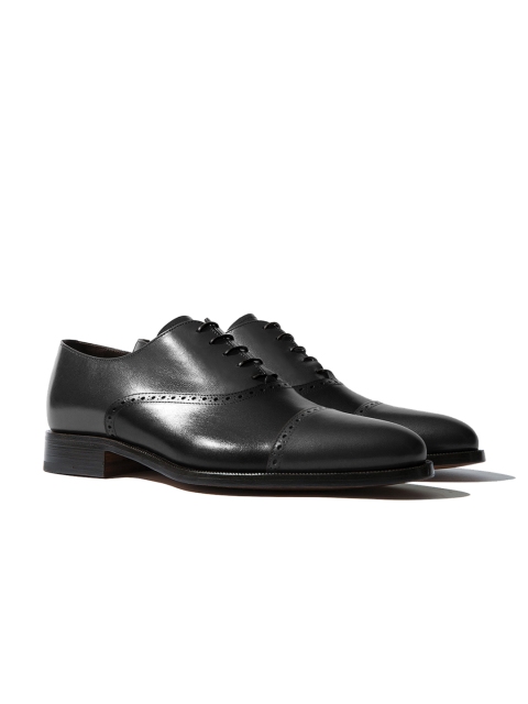 

Rapawalk Grey & Black Handcrafted Wide Width Leather Oxfords