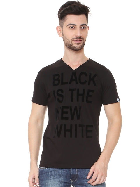 

People Men Grey Printed V-Neck T-shirt