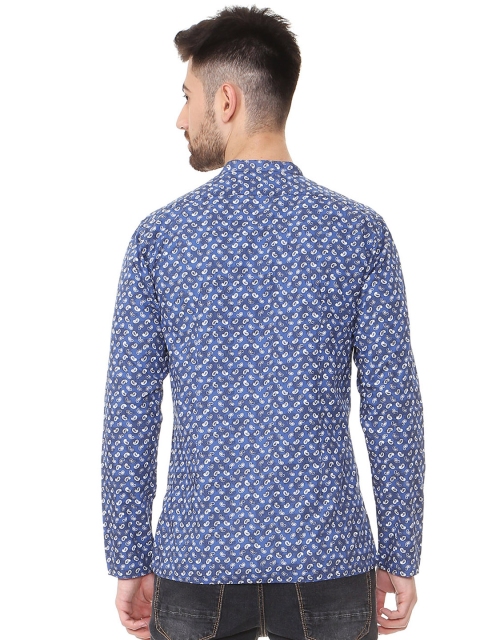 

Peter England Men Blue Printed A-Line Kurta