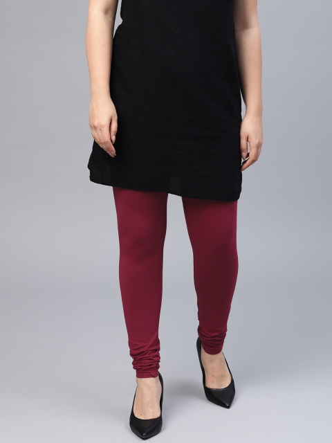 

Go Colors Women Maroon Solid Churidar Length Leggings
