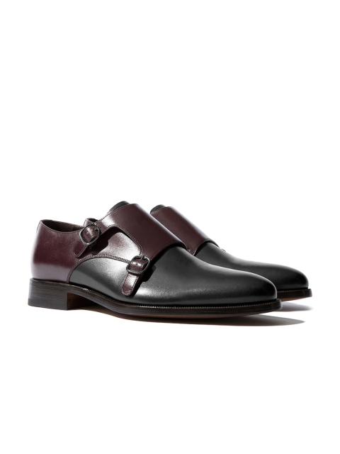 

Rapawalk Burgundy & Black Handcrafted Wide Width Leather Monks
