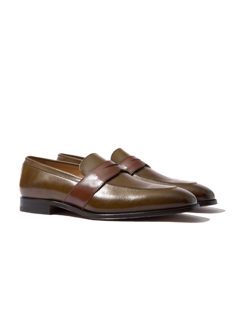 

Rapawalk Beige & Tan Handcrafted Wide Width Leather Slipons