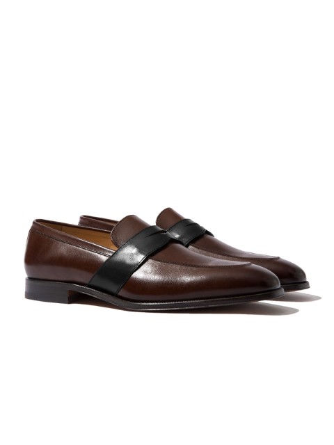 

Rapawalk Coffee Brown & Black Handcrafted Wide Width Leather Slipons
