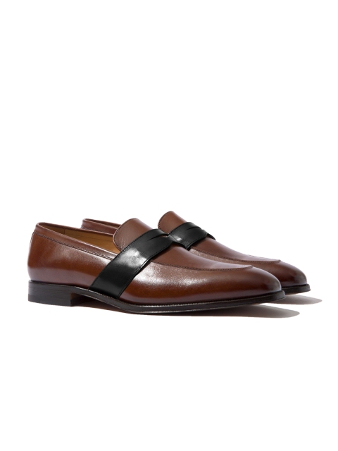 

Rapawalk Tan & Black Handcrafted Wide Width Leather Slipons