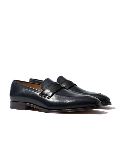 

Rapawalk Blue & Black Handcrafted Wide Width Leather Slipons
