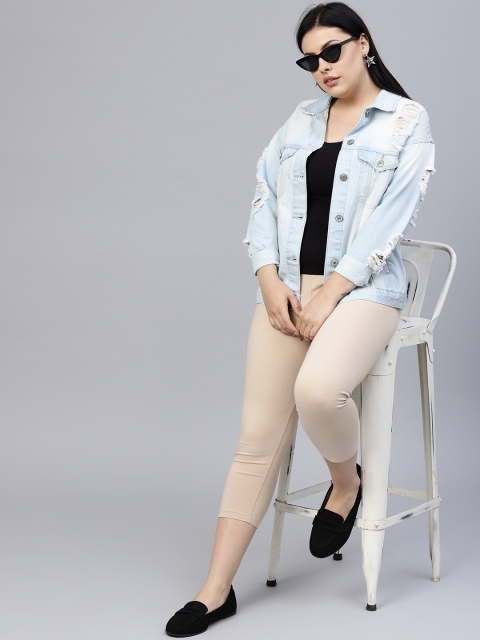 

Go Colors Women Beige Solid Skinny Fit 3/4th Leggings