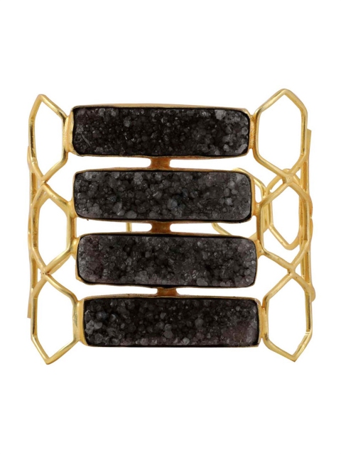 

Kazo Gold-Plated Grey Alloy Embellished Cuff Bracelet