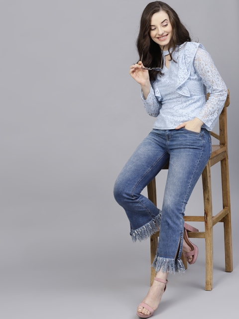 

STREET 9 Women Blue Lace A-Line Top
