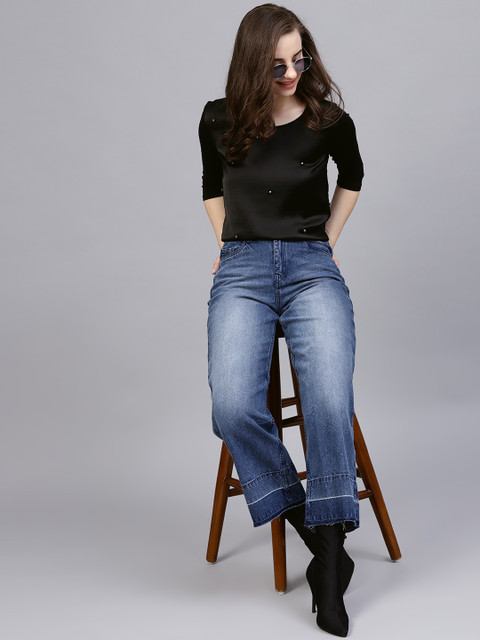 

STREET 9 Women Black Solid Top