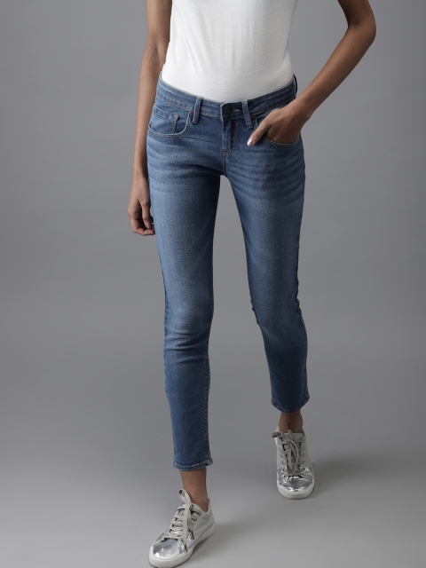 

Moda Rapido Women Blue Skinny Fit Mid-Rise Clean Look Stretchable Cropped Jeans