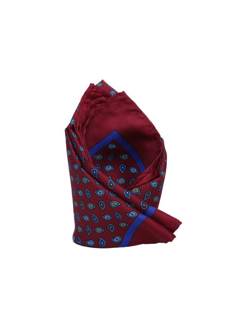 

Tossido Men Maroon and Blue Printed Pocket Square