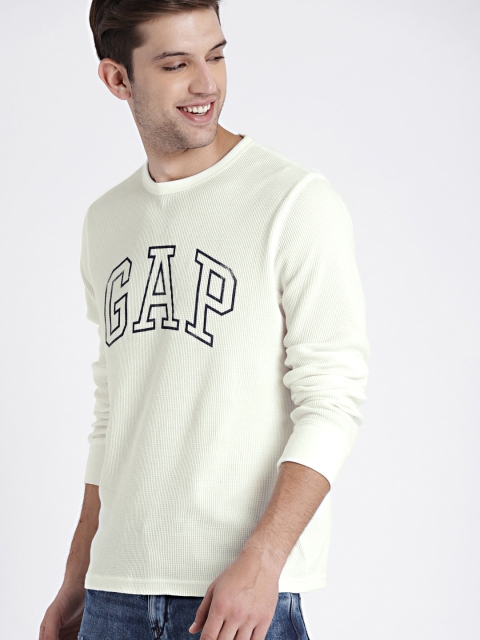 

GAP Men'S Logo Graphic Indigo Long Sleeve Crewneck T-Shirt, Off white
