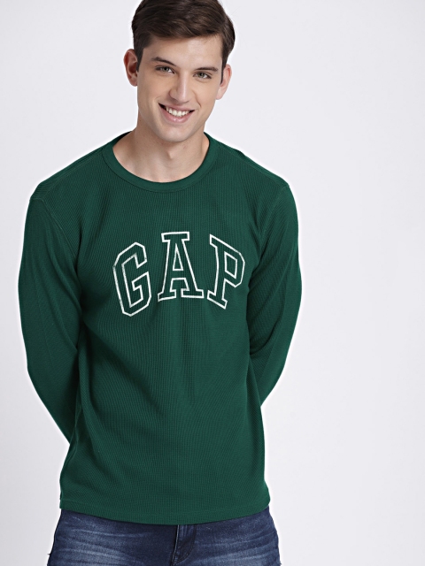 

GAP Men Logo Graphic Long Sleeve Crewneck T-shirt, Green