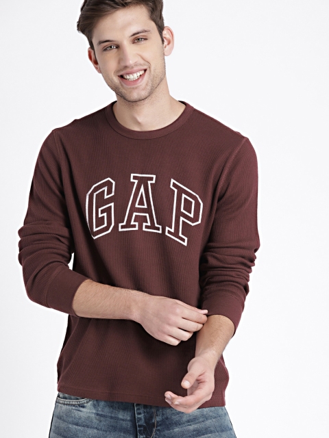

GAP Men'S Logo Graphic Indigo Long Sleeve Crewneck T-Shirt, Maroon