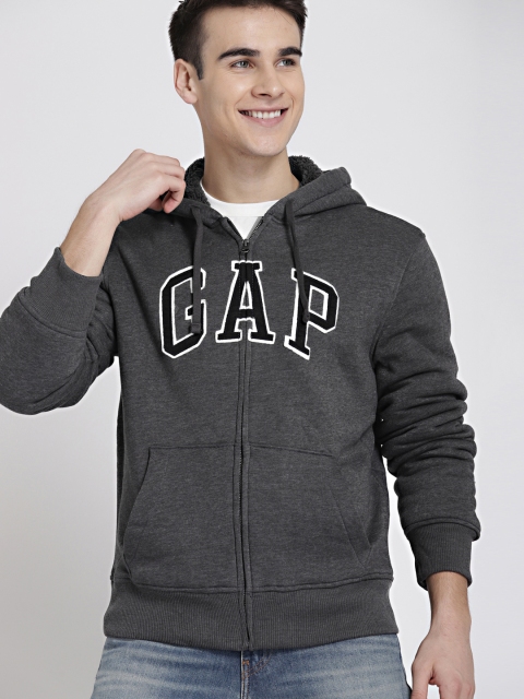 

Gap Men Charcoal Grey Logo Fleece Pullover Hoodie