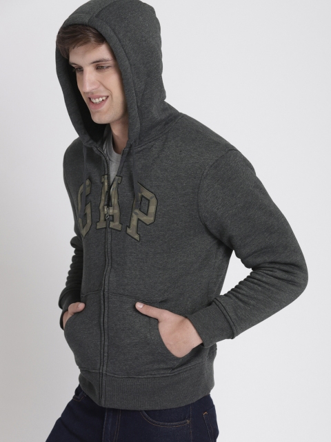 

Gap Men Charcoal Grey Logo Fleece Pullover Hoodie