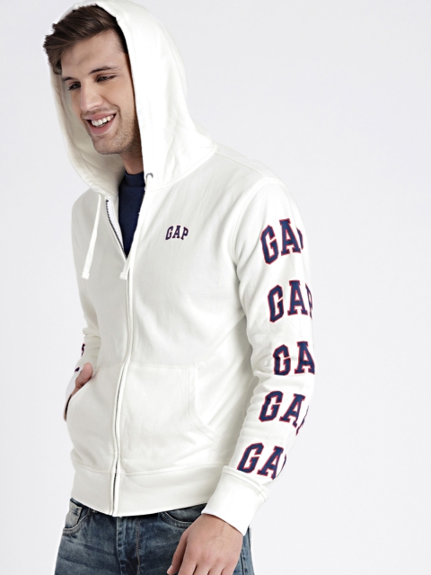

GAP Men'S White Logo Fleece Pullover Hoodie Sweatshirts, Off white