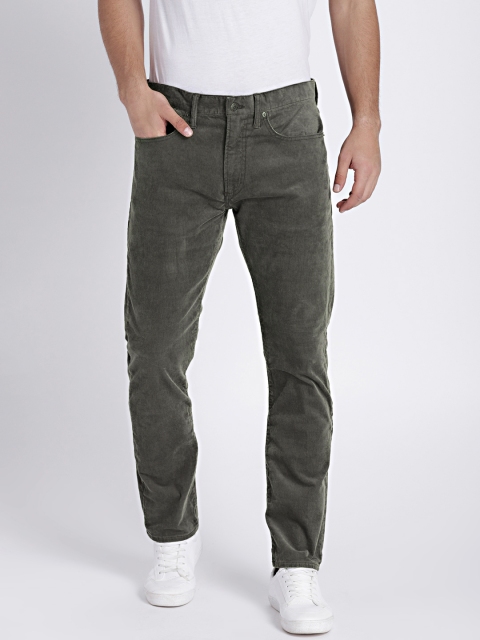 GAP Men's Olive Green Slim Fit Cords With Gapflex