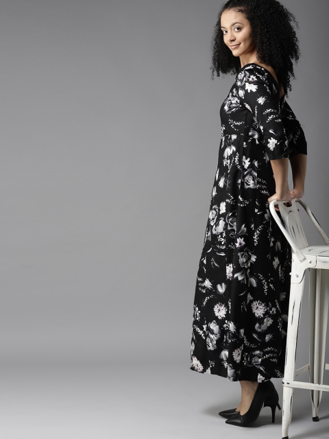 

HERE&NOW Women Black & White Printed Maxi Dress