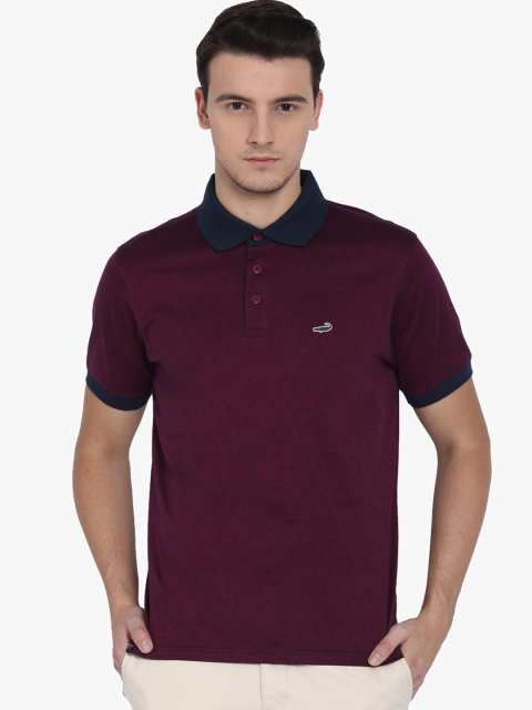 

Crocodile Men Purple Solid Polo Collar T-shirt