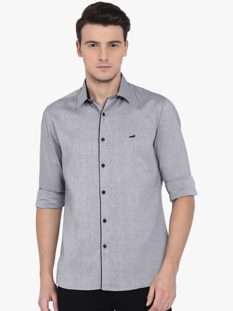 

Crocodile Men Grey Slim Fit Self Design Casual Shirt