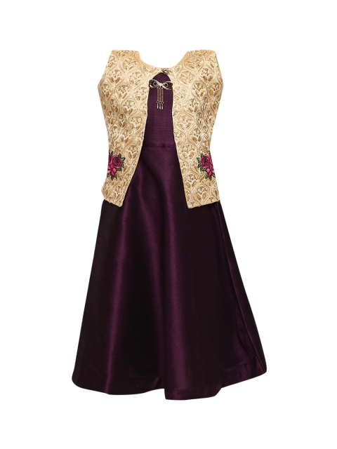 

Aarika Girls Purple Solid Maxi Dress with Jacket