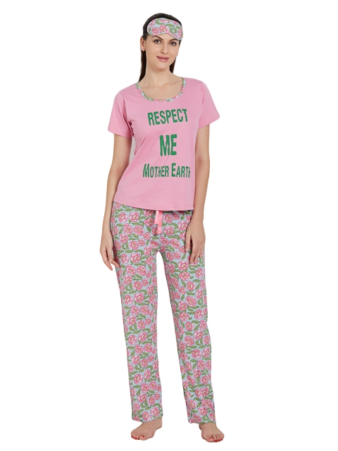 

Libertina Women Pink & Sea Green Printed Night Suit WTS000012