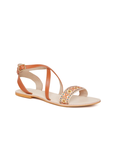 

Chumbak Women Tan & Cream-Coloured Comfort Sandals