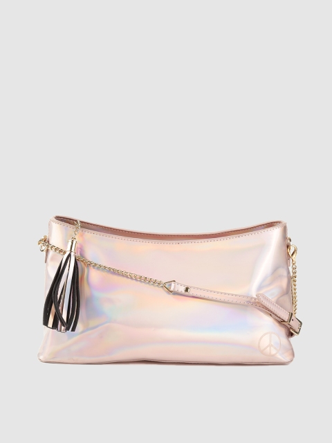 

Baggit Rose Gold-Toned Hologram Effect Solid Sling Bag
