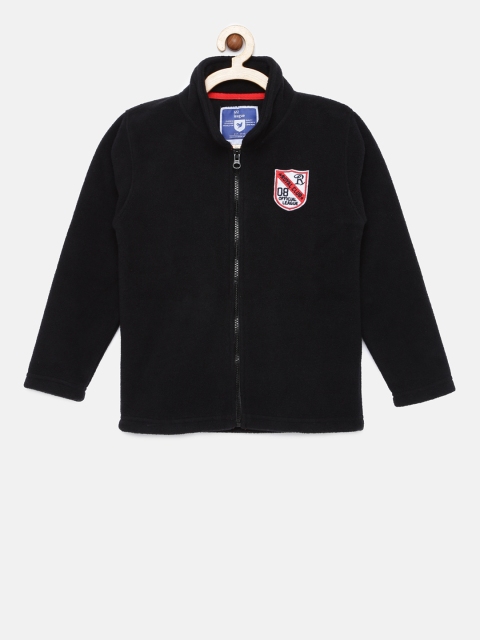 

612 league Boys Black Solid Hooded Sweatshirt