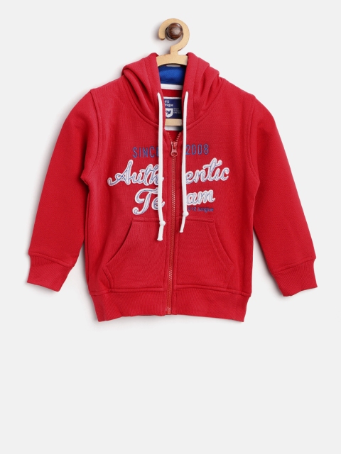 

612 league Boys Red Applique-Detail Hooded Sweatshirt