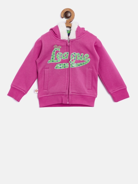 

612 league Girls Pink Applique Detail Hooded Sweatshirt