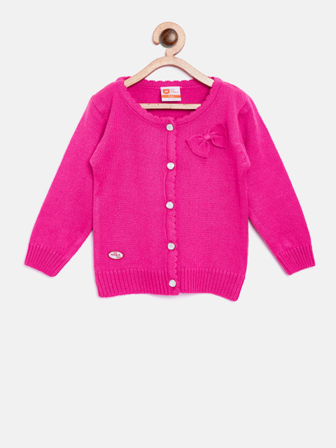

612 league Girls Pink Solid Cardigan