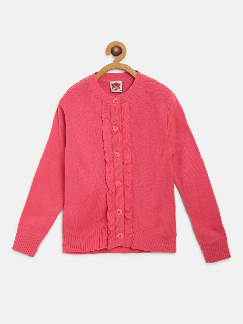 

612 league Girls Pink Solid Cardigan