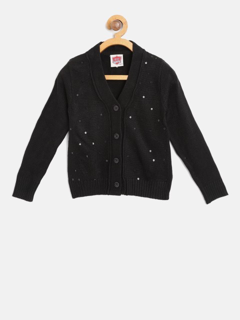 

612 league Girls Black Sequinned Cardigan