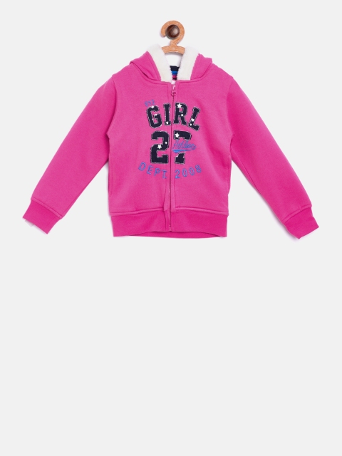 

612 league Girls Pink Applique Detail Hooded Sweatshirt