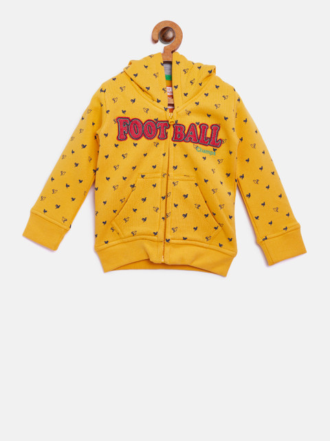 

612 league Boys Yellow Printed Hooded Sweatshirt