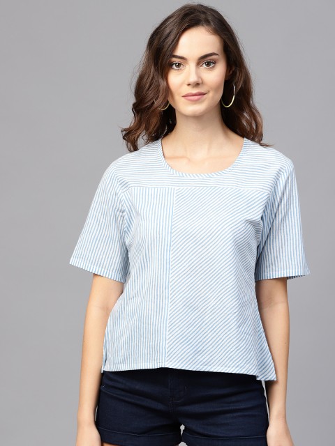 

aasi Women Blue & White Striped Top