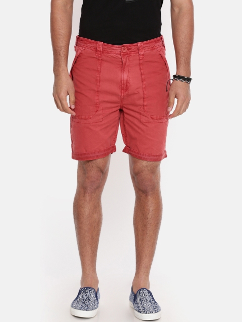 

Breakbounce Men Red Solid Slim Fit Chino Shorts