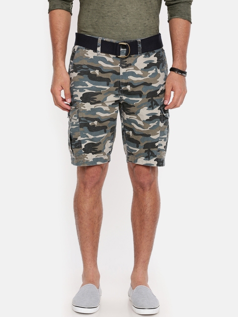 

Breakbounce Men Multicoloured Printed Slim Fit Cargo Shorts, Multi