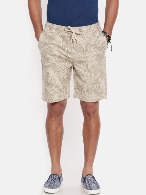 

Breakbounce Men Beige Printed Slim Fit Chino Shorts