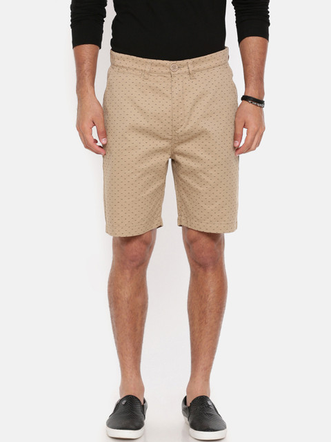

Breakbounce Men Beige Printed Slim Fit Chino Shorts