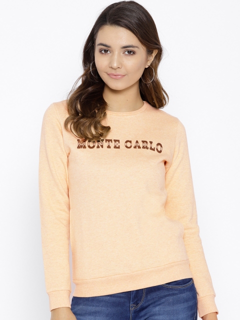 

Monte Carlo Women Peach-Coloured Solid Sweatshirt