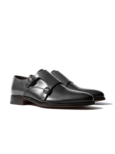 

Rapawalk Grey & Black Handcrafted Standard Width Leather Monks