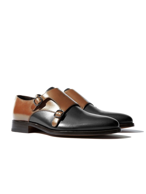 

Rapawalk Tan & Black Handcrafted Wide Width Leather Monks