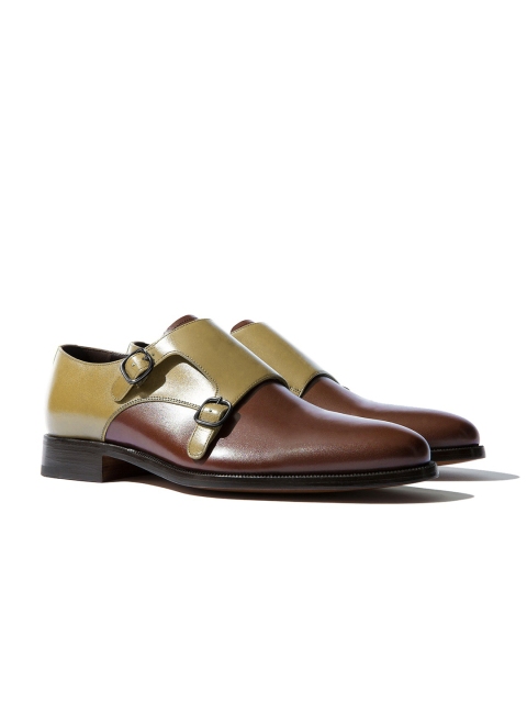 

Rapawalk Beige & Coffee Brown Handcrafted Standard Width Leather Monks