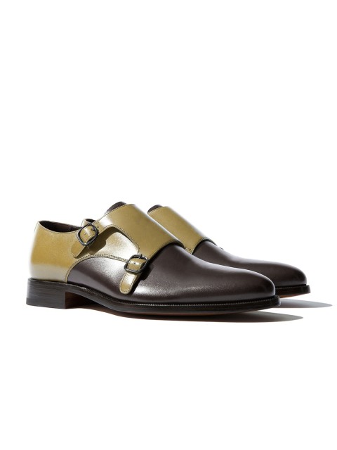 

Rapawalk Beige & Brown Handcrafted Wide Width Leather Monks
