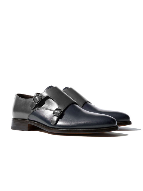 

Rapawalk Grey & Blue Handcrafted Wide Width Leather Monks