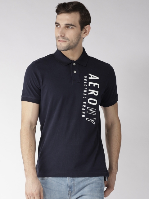 

Aeropostale Men Navy Blue Printed Polo Collar T-shirt